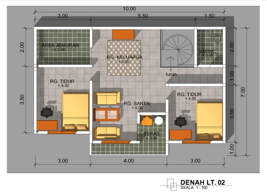 Detail Denah Rumah 12x8 Nomer 49