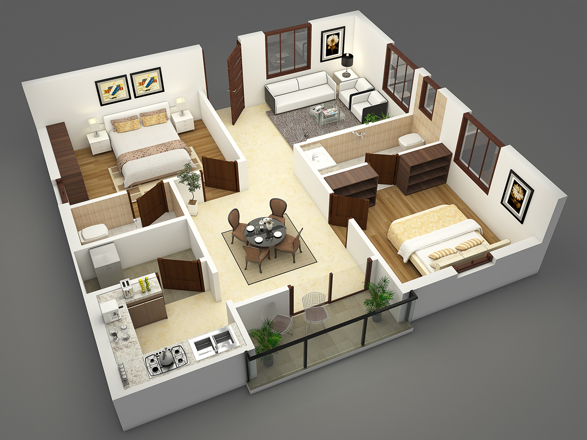 Detail Denah Rumah 2 Kamar 3d Nomer 20