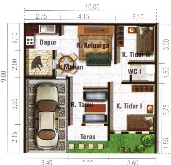Detail Denah Rumah 2 Kamar Minimalis Nomer 43