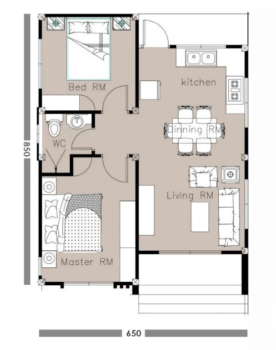 Detail Denah Rumah 2 Kamar Minimalis Nomer 51