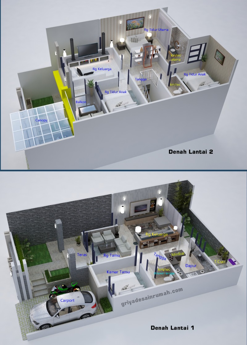 Detail Denah Rumah 2 Lantai 2 Kamar Tidur Nomer 17