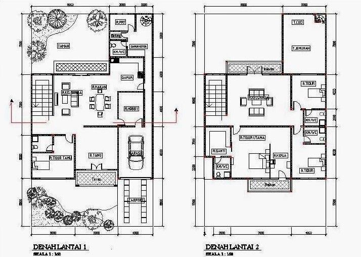 Detail Denah Rumah 2 Lantai 2 Kamar Tidur Nomer 19