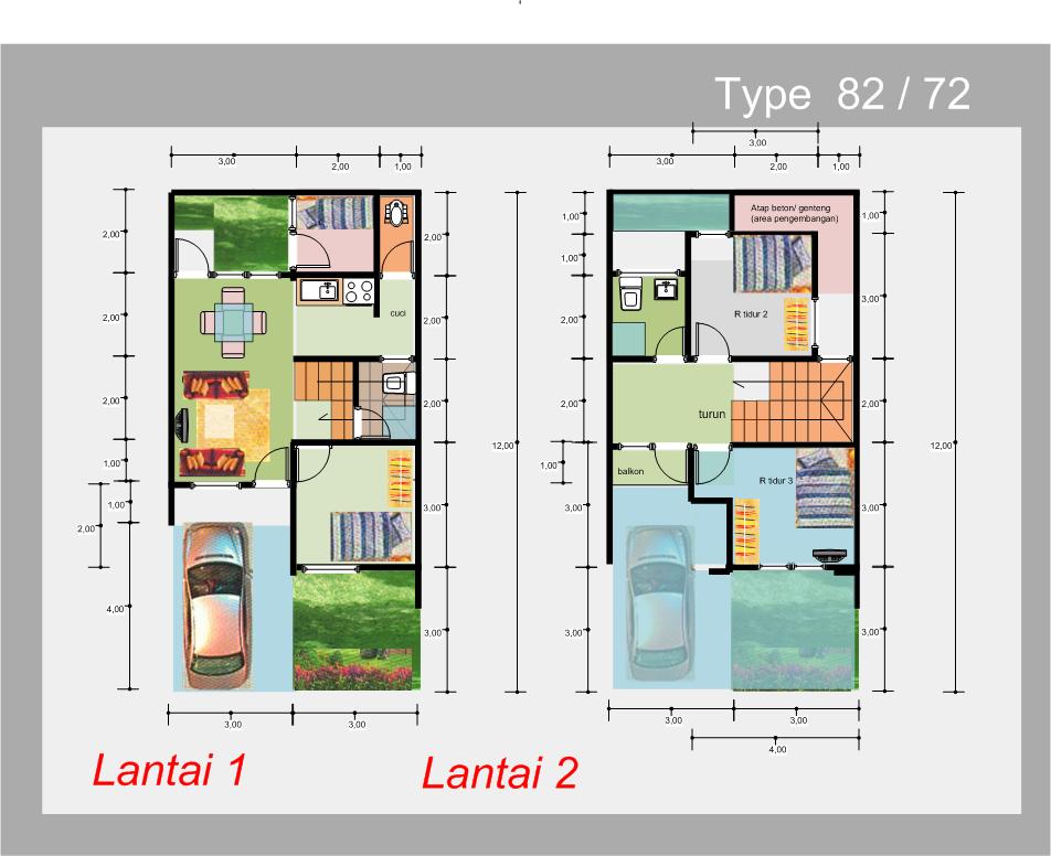 Detail Denah Rumah 2 Lantai 2 Kamar Tidur Nomer 37