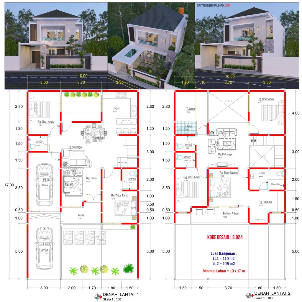 Detail Denah Rumah 2 Lantai Nomer 7