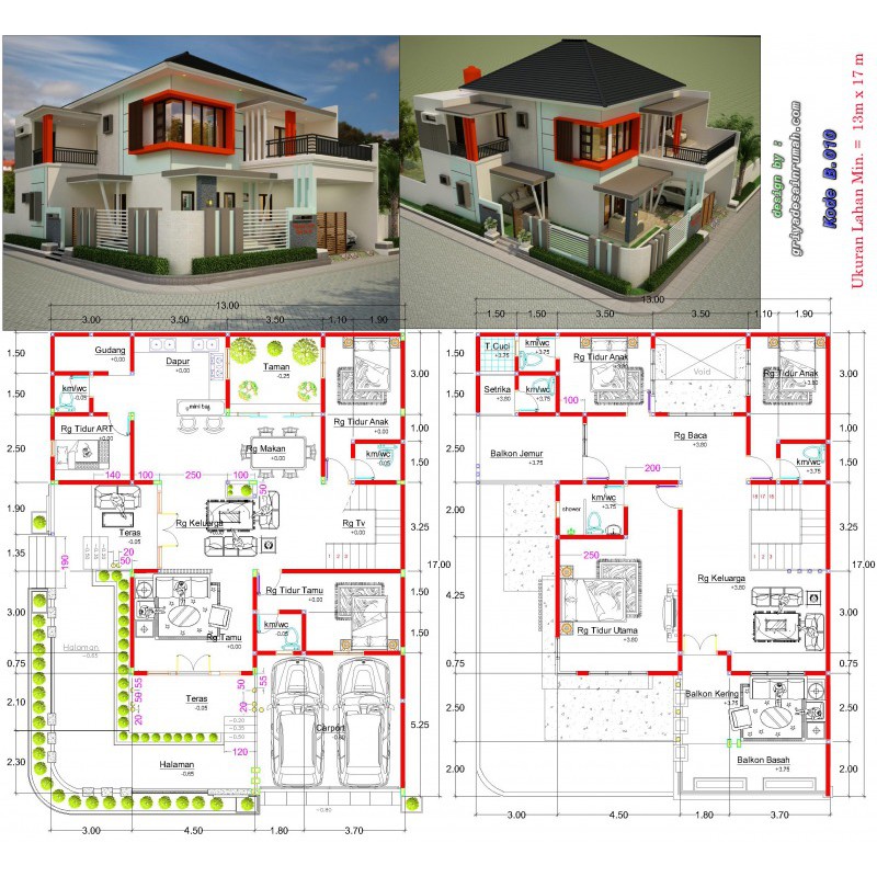 Denah Rumah 2 Lantai Mewah - KibrisPDR