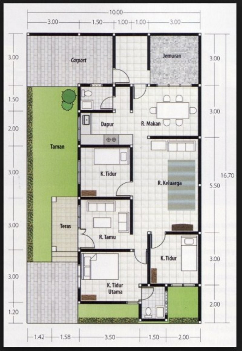 Detail Denah Rumah 3 Kamar 1 Lantai Nomer 29