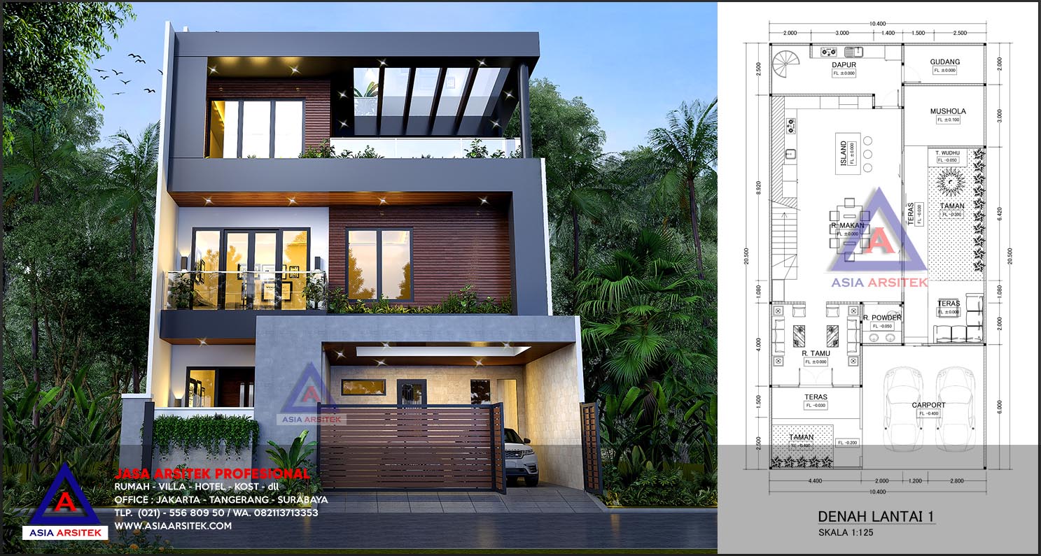 Detail Denah Rumah 3 Lantai Minimalis Nomer 6