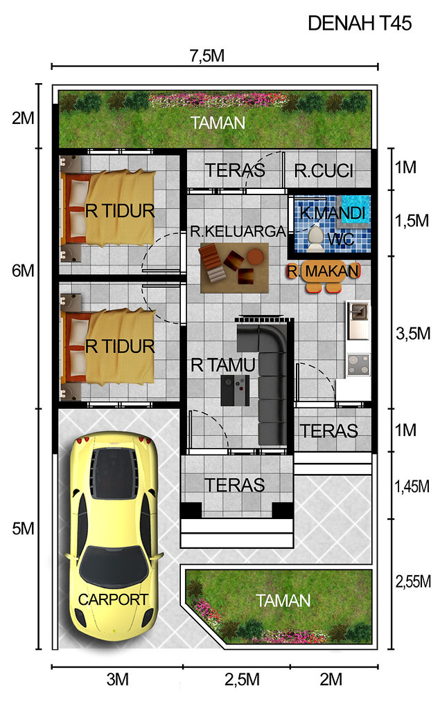 Detail Denah Rumah 36 Nomer 16