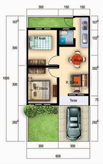 Detail Denah Rumah 36 60 Nomer 28