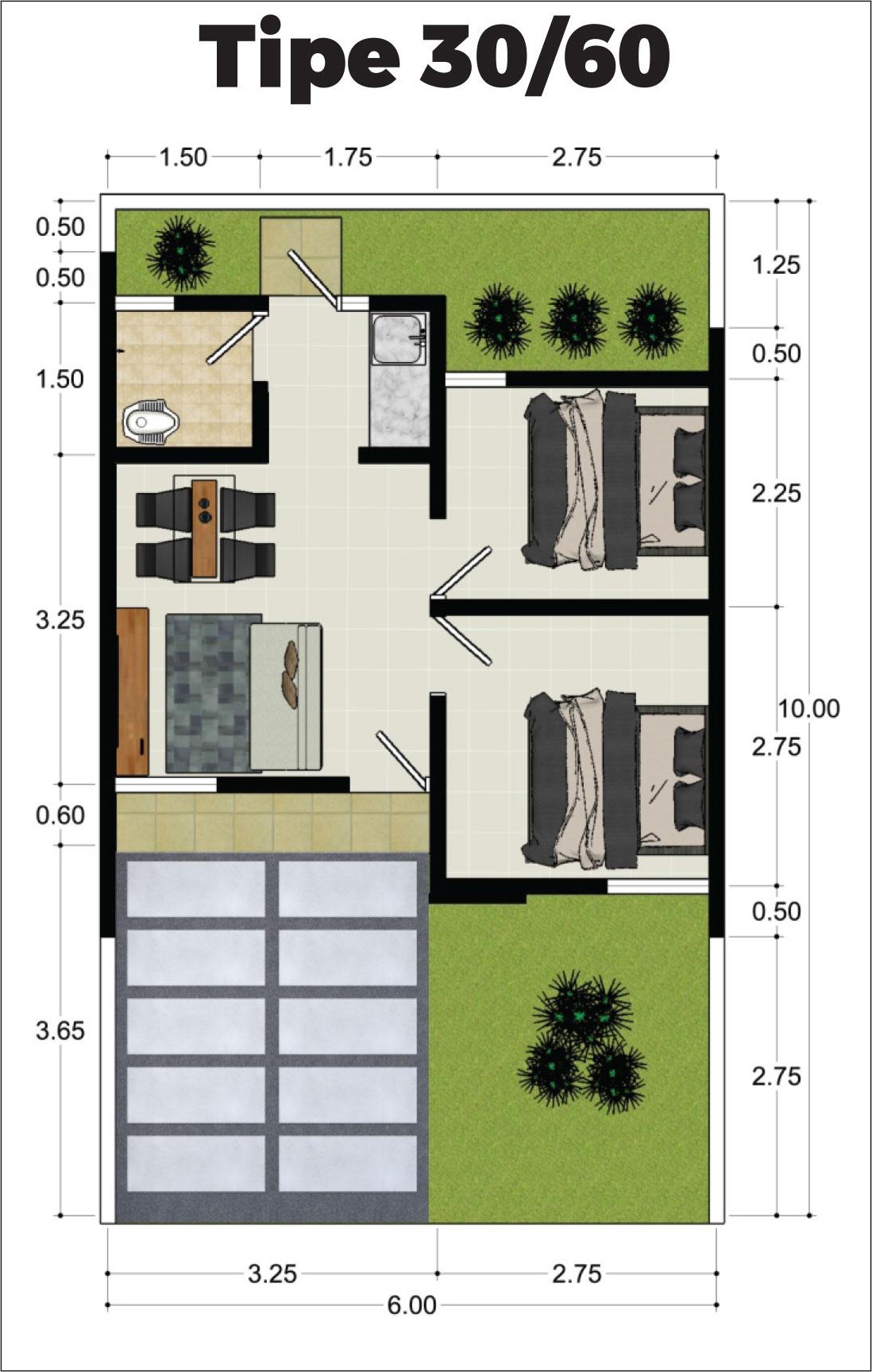 Detail Denah Rumah 36 60 Nomer 34