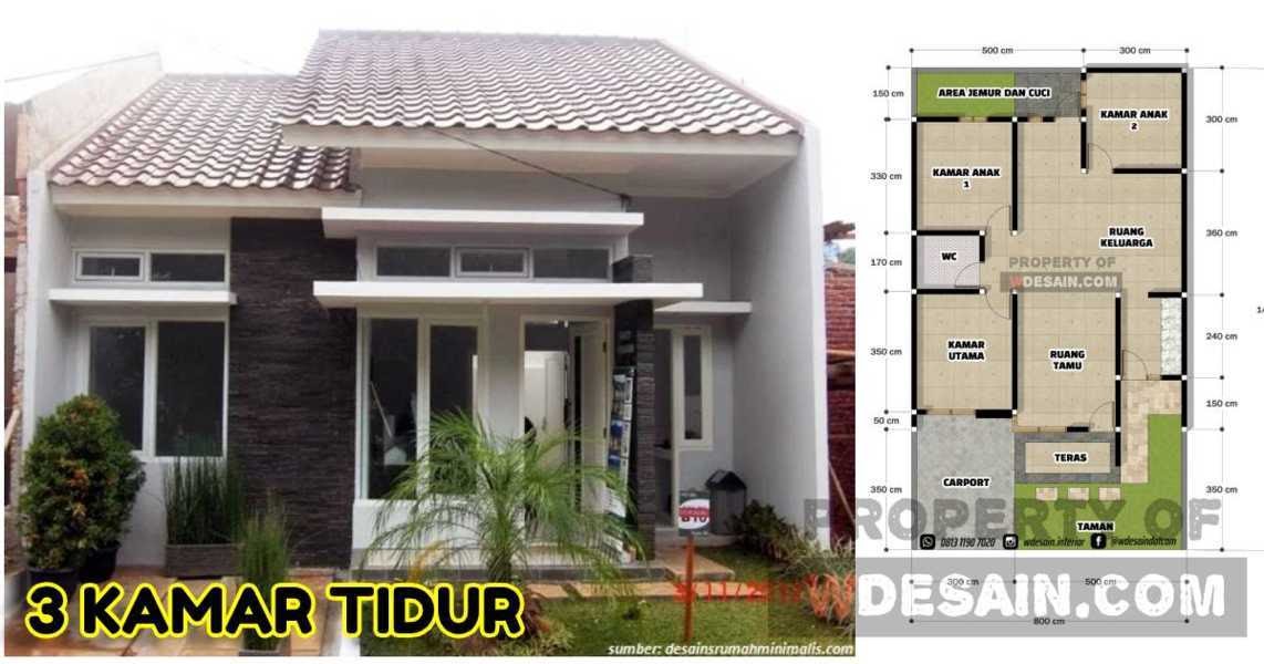 Detail Denah Rumah 8x14 3 Kamar Nomer 2