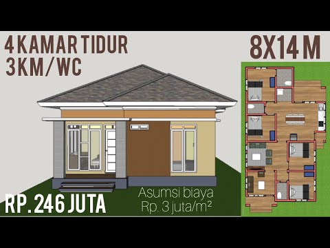 Detail Denah Rumah 8x14 3 Kamar Nomer 5