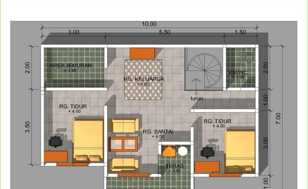 Detail Denah Rumah Dua Kamar Tidur Nomer 42