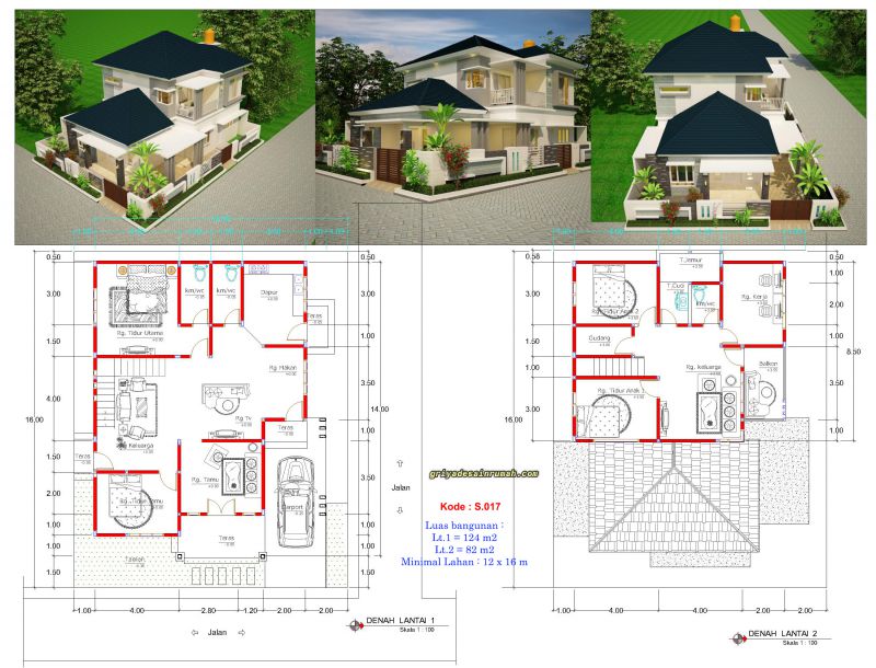 Detail Denah Rumah Hook 1 Lantai Nomer 43