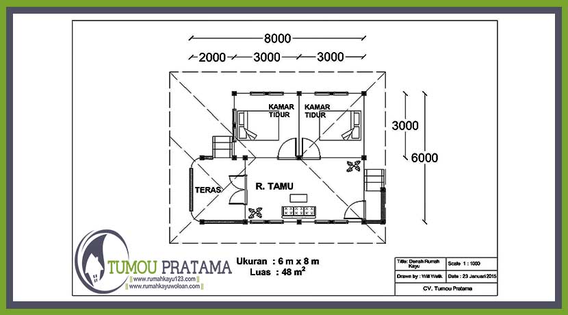 Denah Rumah Kayu 2 Kamar - KibrisPDR