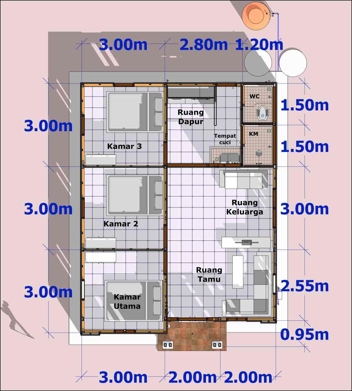 Detail Denah Rumah Kayu 2 Kamar Nomer 11