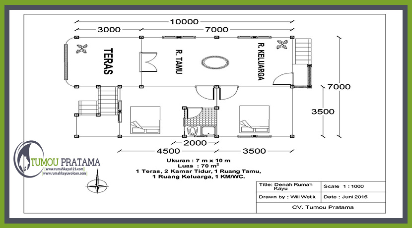 Detail Denah Rumah Kayu 3 Kamar Nomer 13