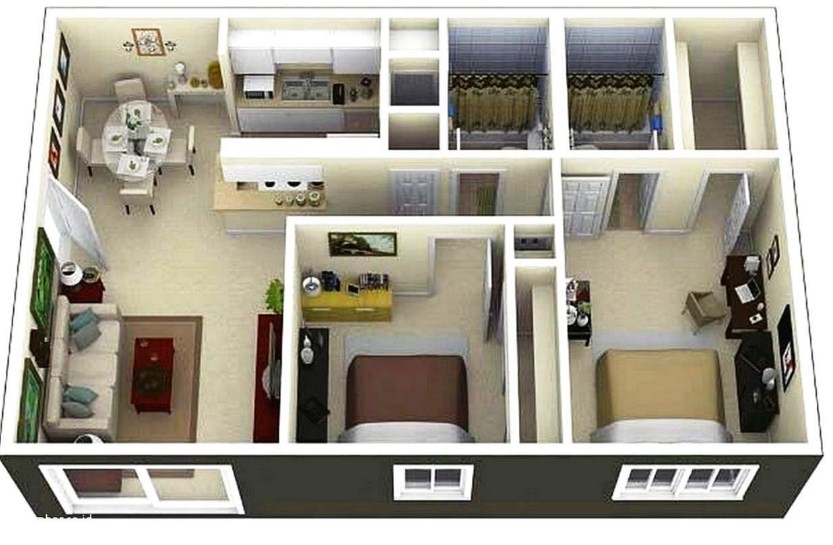 Detail Denah Rumah Minimalis 2 Kamar Gambar Manual Nomer 16