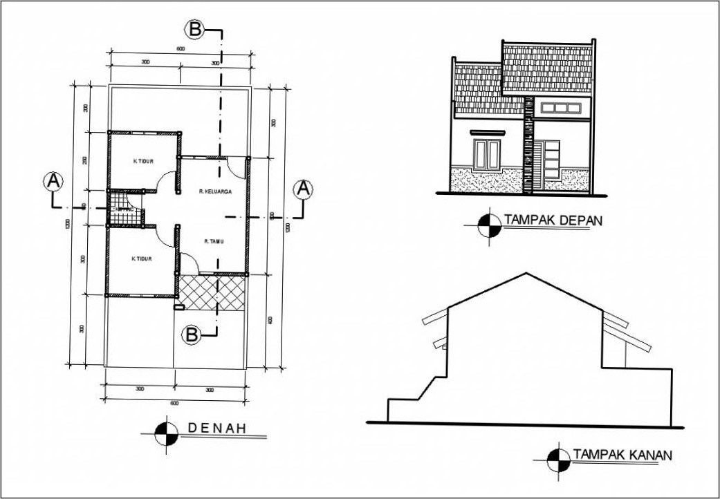 Detail Denah Rumah Minimalis 2 Kamar Gambar Manual Nomer 3