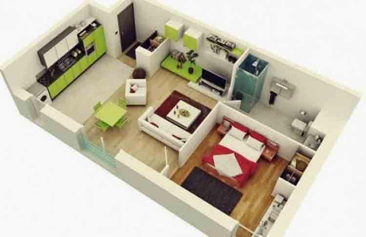 Detail Denah Rumah Minimalis 2 Kamar Gambar Manual Nomer 28