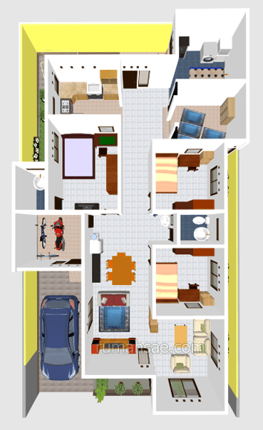 Detail Denah Rumah Minimalis 2 Kamar Gambar Manual Nomer 40