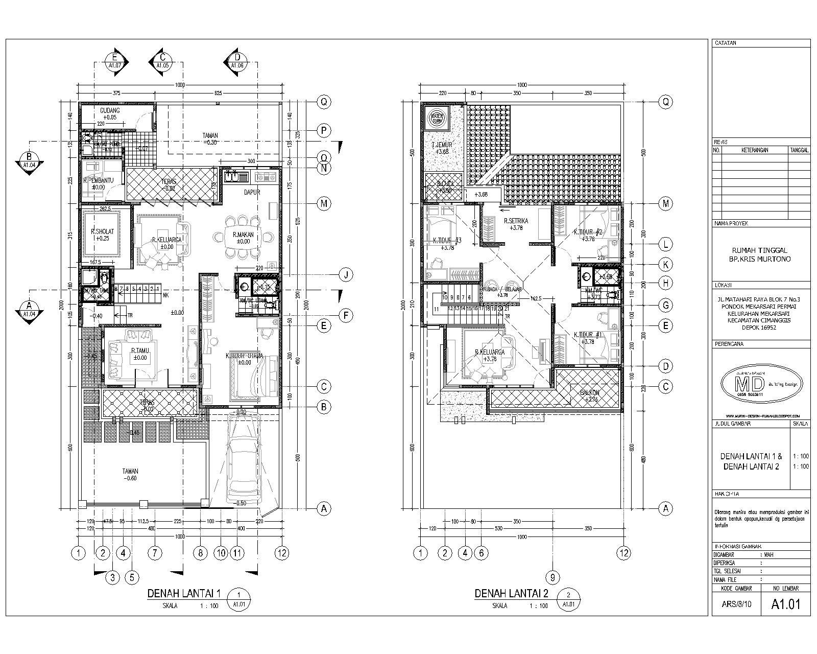 Detail Denah Rumah Minimalis 2 Kamar Gambar Manual Nomer 52