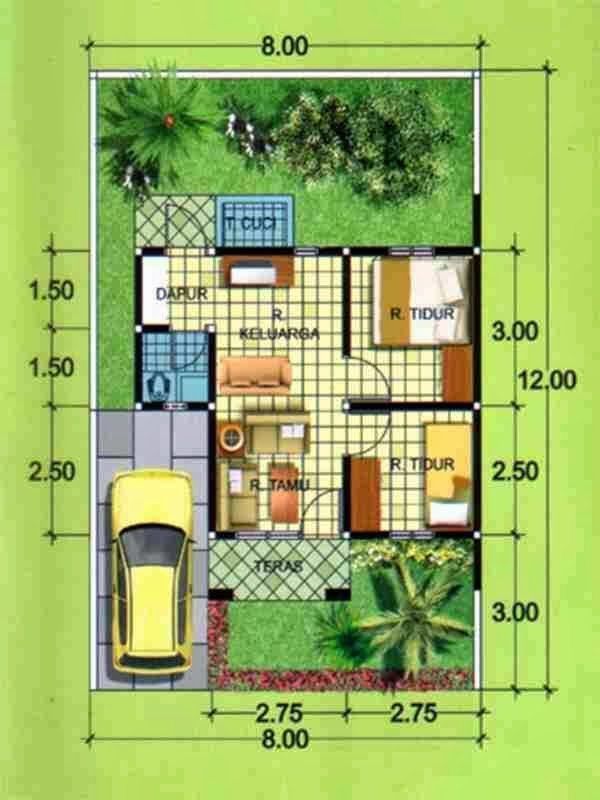 Detail Denah Rumah Minimalis 2 Kamar Tidur 1 Lantai Nomer 29