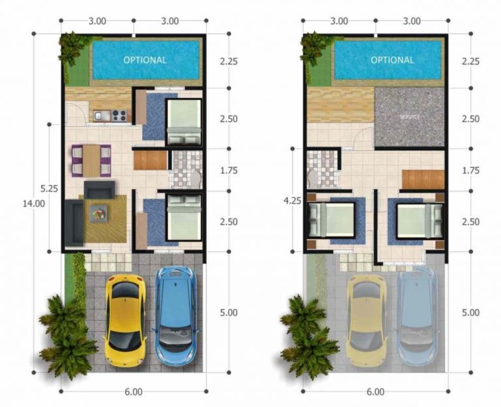 Detail Denah Rumah Minimalis 2 Kamar Type 36 Nomer 53