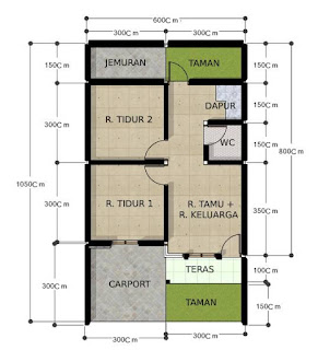 Detail Denah Rumah Minimalis 2 Kamar Type 36 Nomer 9