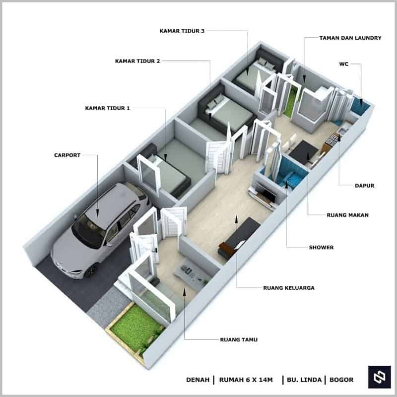 Detail Denah Rumah Minimalis 3 Kamar Nomer 41