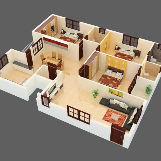 Detail Denah Rumah Minimalis 3 Kamar Nomer 45