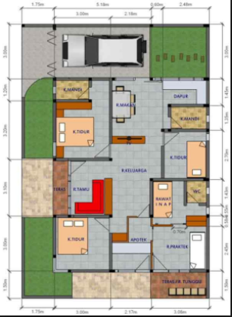 Detail Denah Rumah Minimalis 3 Kamar Tidur Type 36 Nomer 12