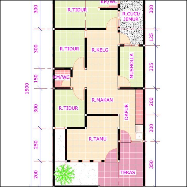 Detail Denah Rumah Minimalis 6x10 3 Kamar Nomer 25