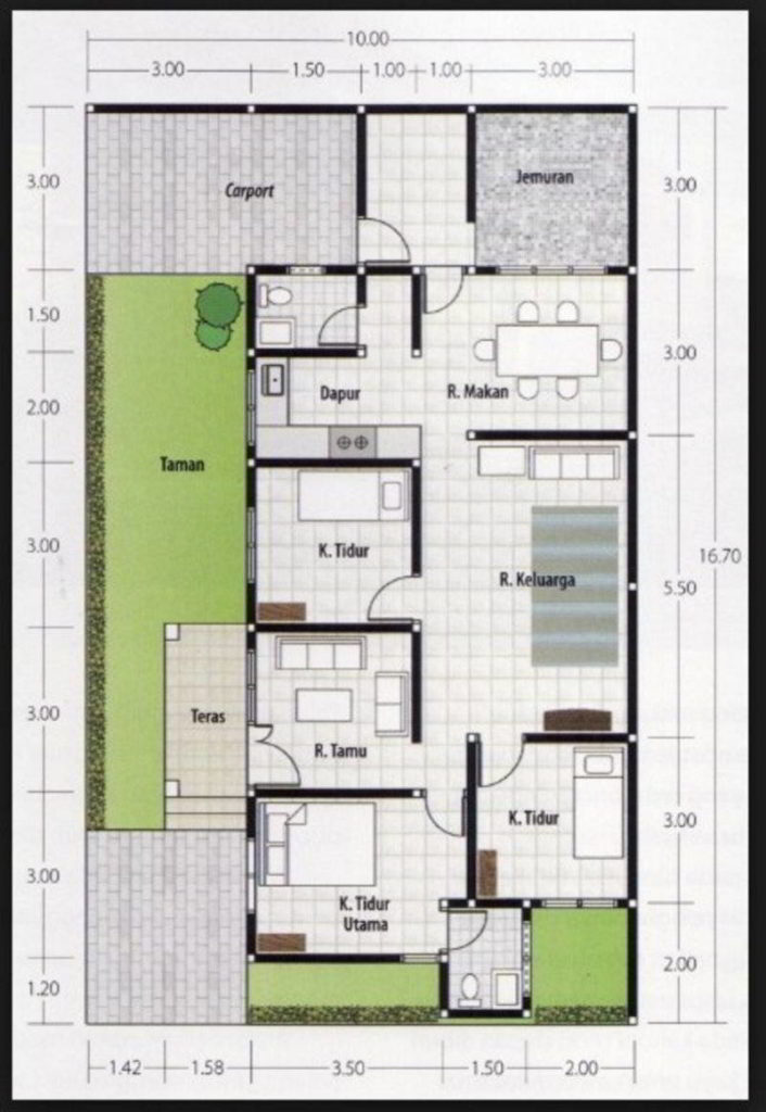 Detail Denah Rumah Minimalis 6x10 3 Kamar Nomer 50