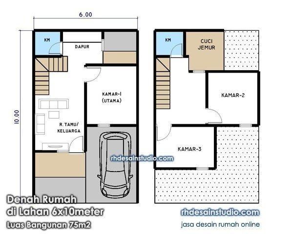 Detail Denah Rumah Minimalis 6x10 3 Kamar Nomer 57