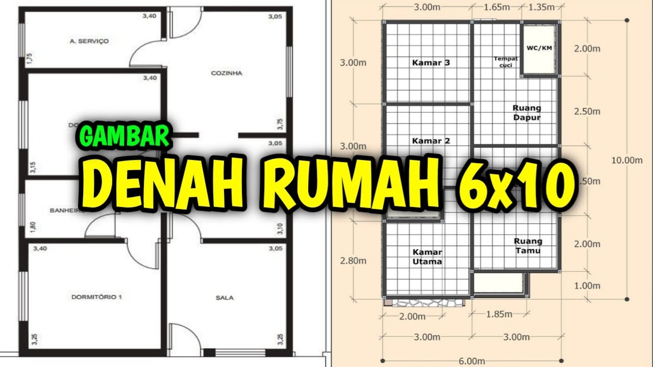 Detail Denah Rumah Minimalis 6x10 3 Kamar Nomer 9