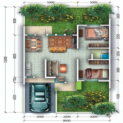 Detail Denah Rumah Minimalis Dengan Garasi Nomer 3