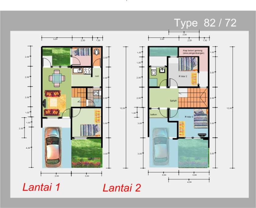 Detail Denah Rumah Minimalis Lantai 2 Nomer 23