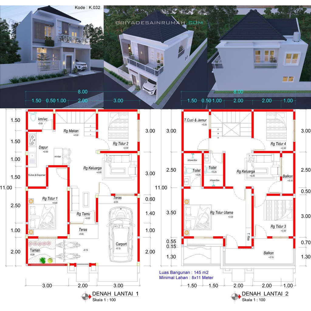 Detail Denah Rumah Modern 2 Lantai Nomer 23