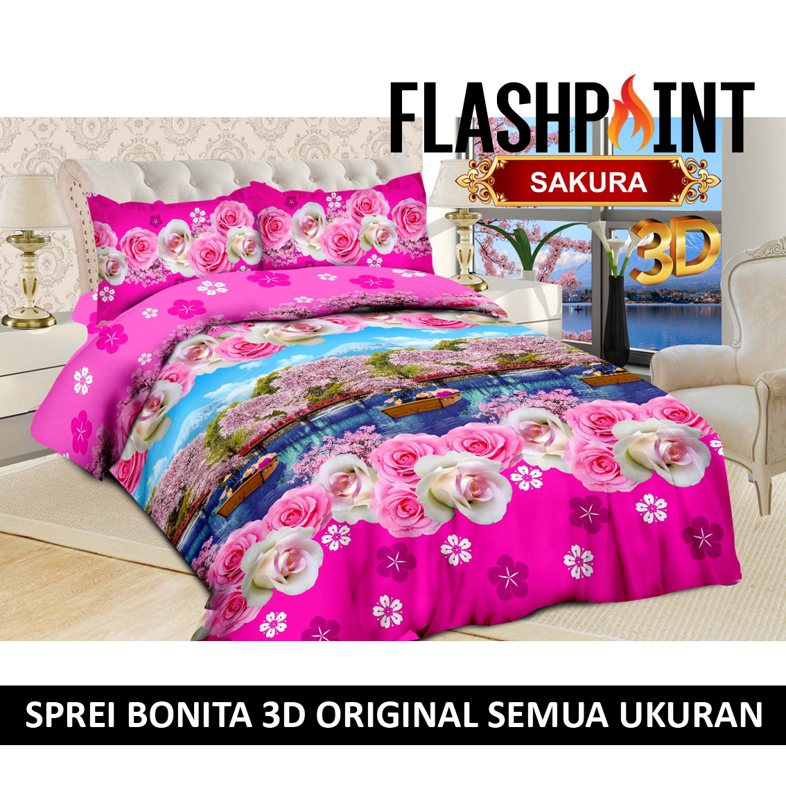 Detail Gambar Sprei Motif Bunga Sakura Nomer 16