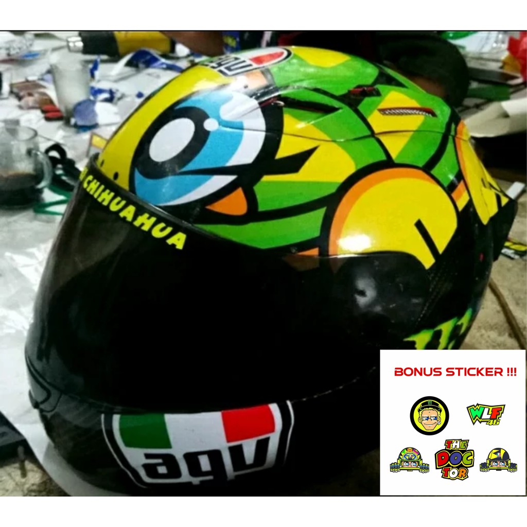 Detail Gambar Stiker Helm Valentino Rossi Nomer 19