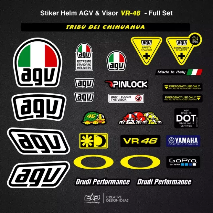 Detail Gambar Stiker Helm Valentino Rossi Nomer 4