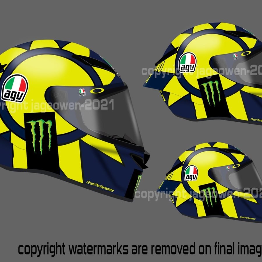 Detail Gambar Stiker Helm Valentino Rossi Nomer 32