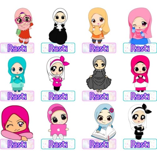 Detail Gambar Stiker Kartun Muslimah Nomer 55