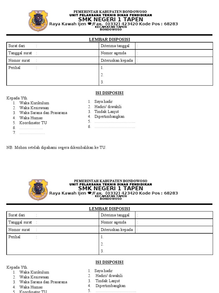 Detail Gambar Surat Disposisi Nomer 44