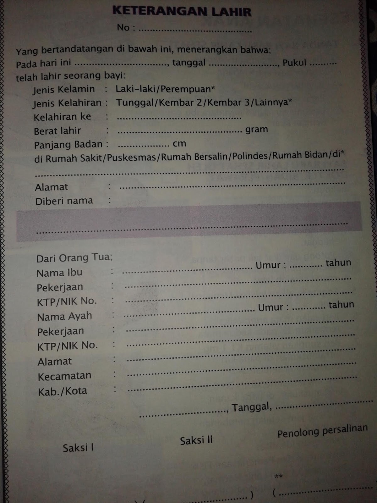 Detail Gambar Surat Keterangan Lagir Nomer 45