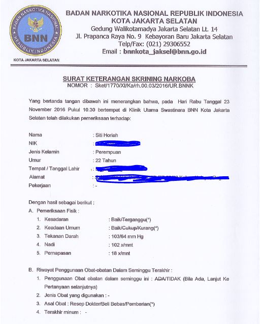 Detail Gambar Surat Keterangan Pemeriksaan Narkotika Nomer 55