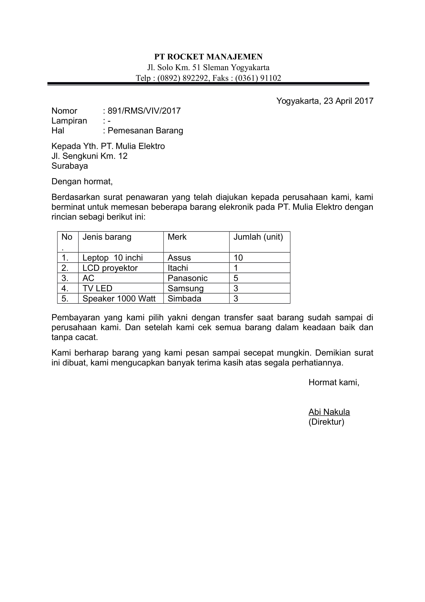 Detail Gambar Surat Niaga Nomer 29