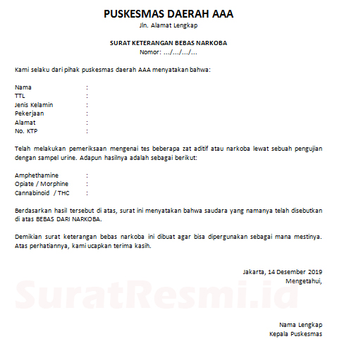 Detail Gambar Surat Pernyataan Bebas Narkoba Nomer 24