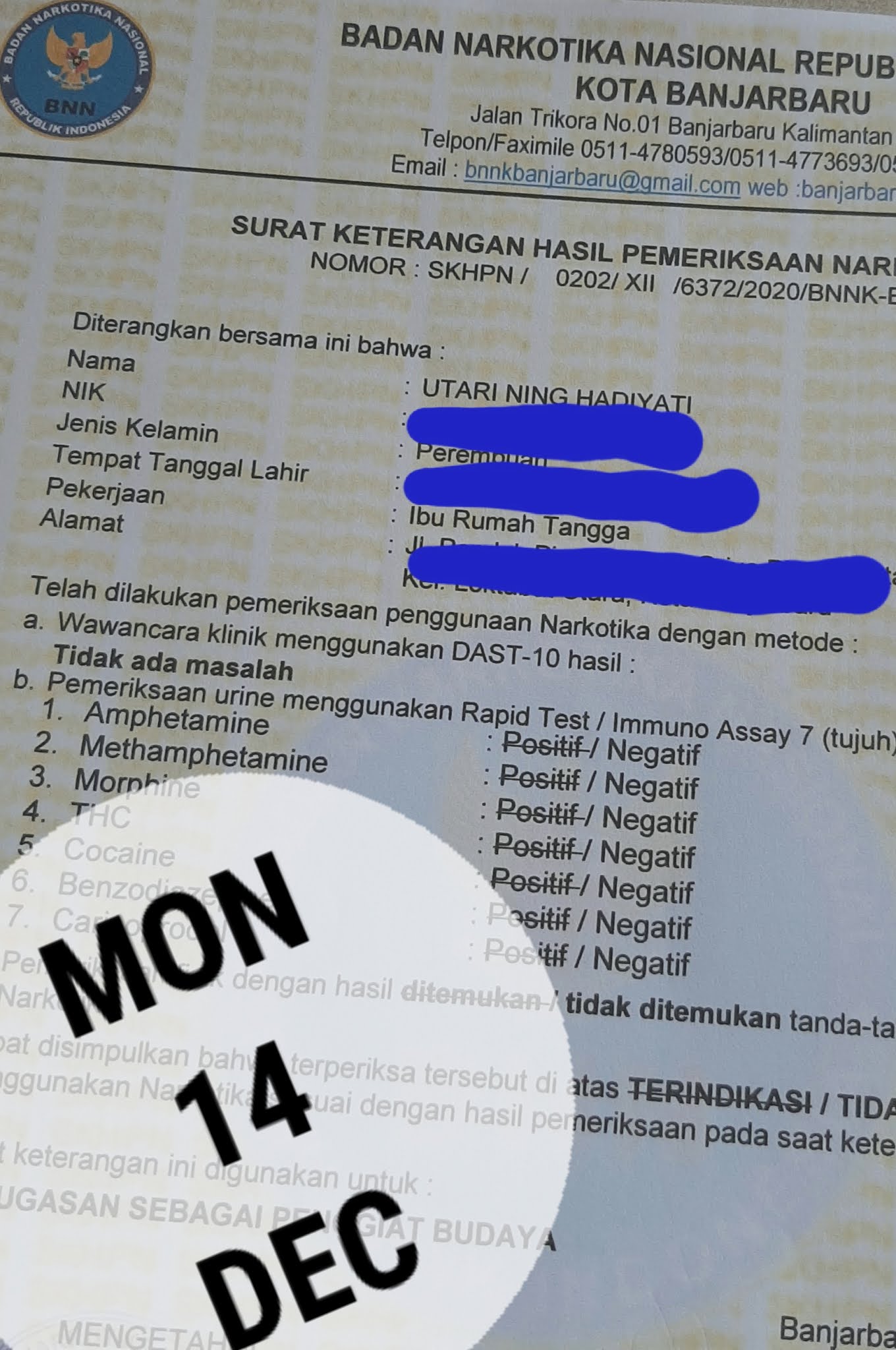 Detail Gambar Surat Pernyataan Bebas Narkoba Nomer 26